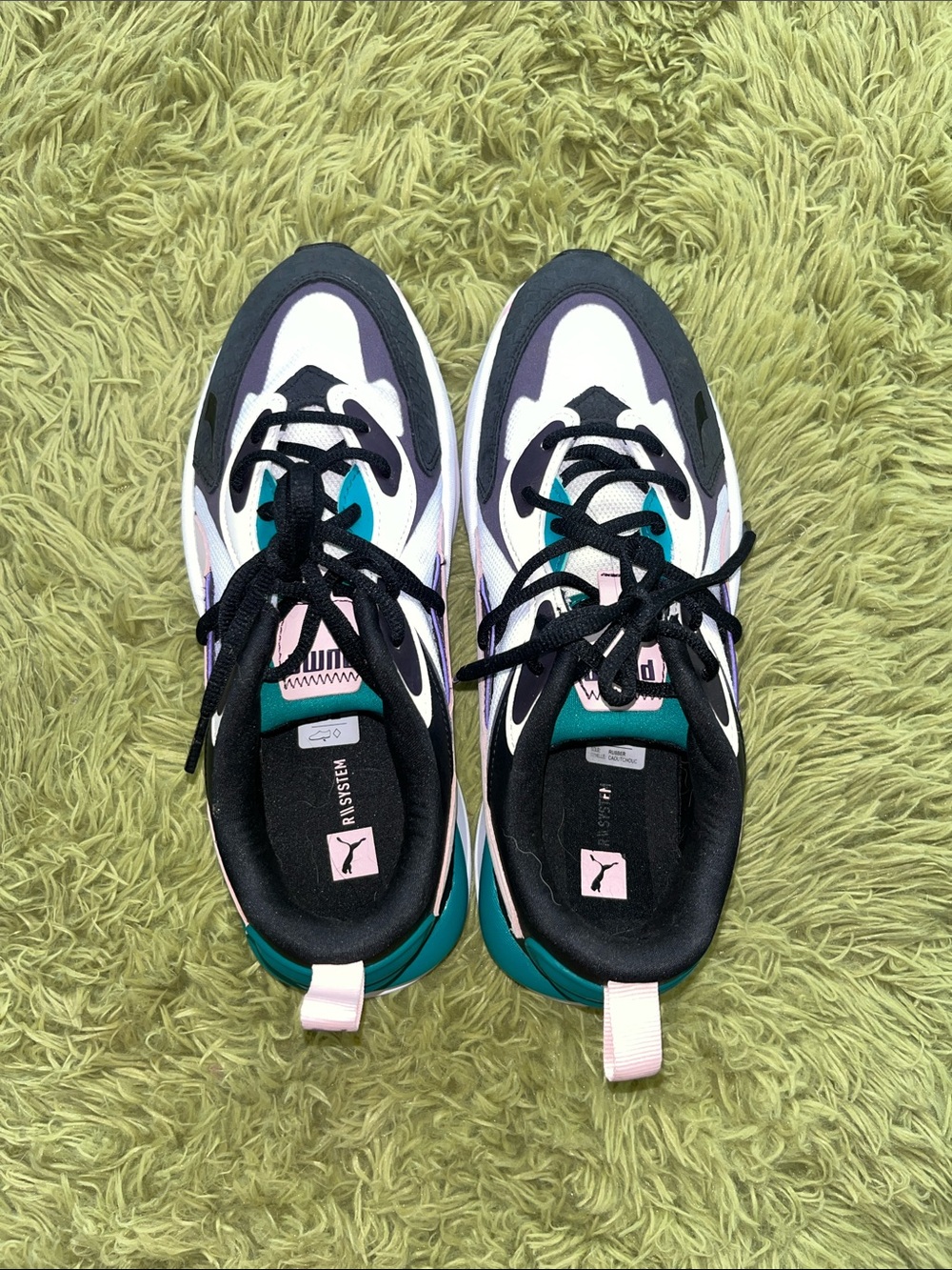 NEW Puma Multi-Color Lace-Up Sneakers — Pink, Black & Teal - Picture 2 of 4